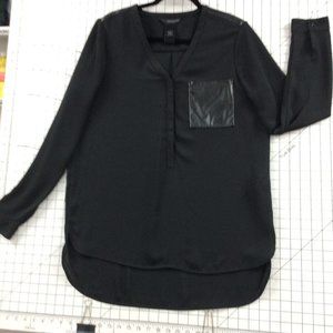 Calvin Klein Long Sleeve Vee Neck Blouse Size M Black